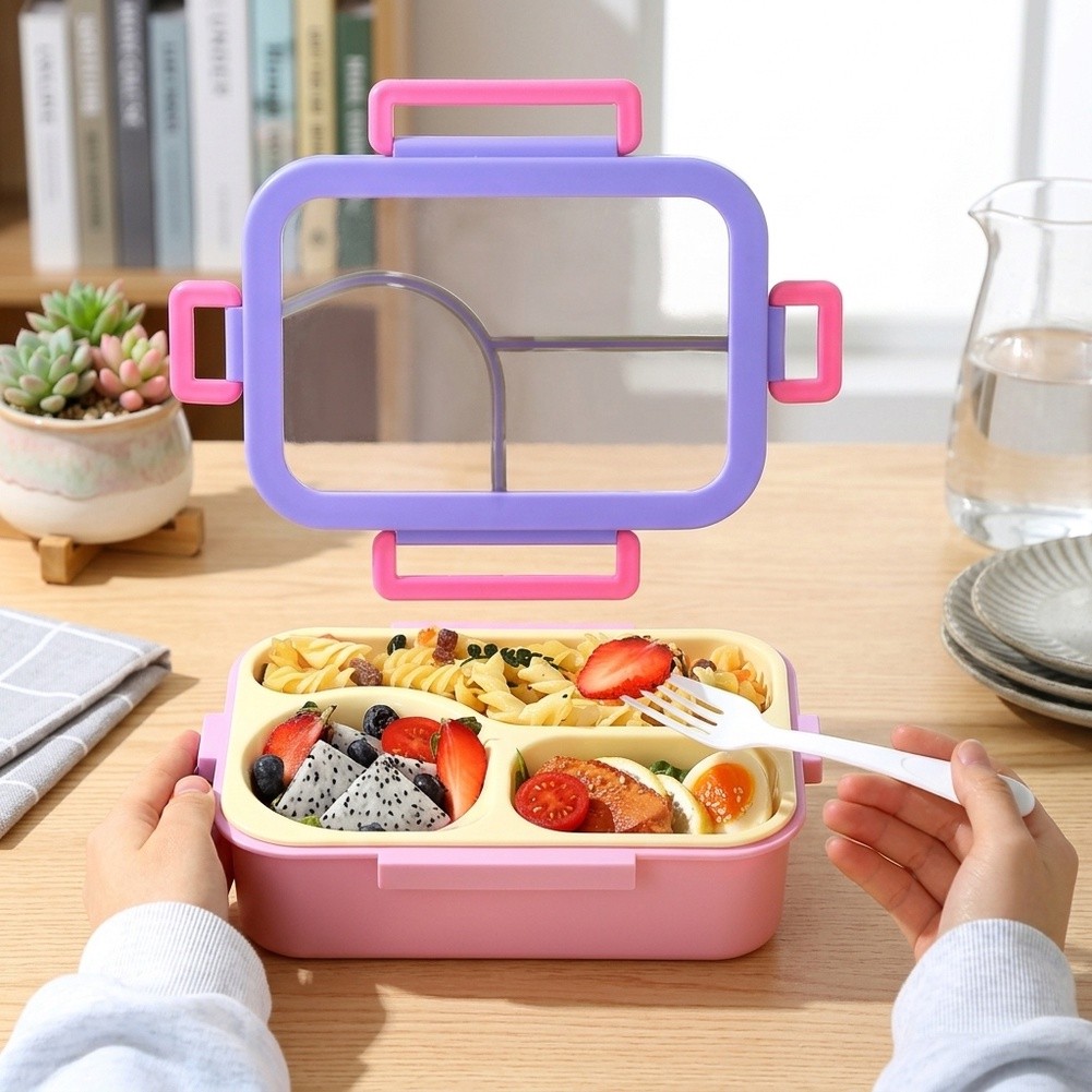 Bento Box - Roestvrijstalen Bento/Box met 3 compartimenten, lekvrije