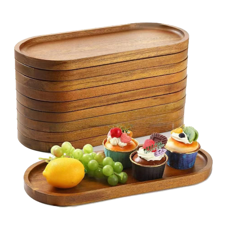 Japanese Snacks - Serviesgoed Massief houten ronde dessertbord Houten