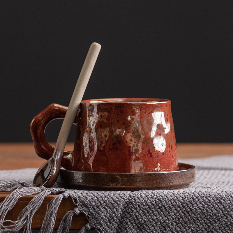 Japanese Pottery - Grof aardewerk oven-change en schotelset handgemaakte