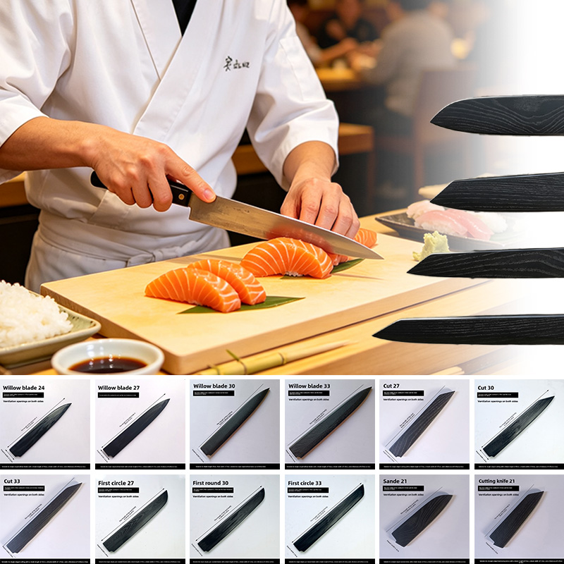 Zwarte lak eikenhouten schede  - Japanese Knife recensie en prijs